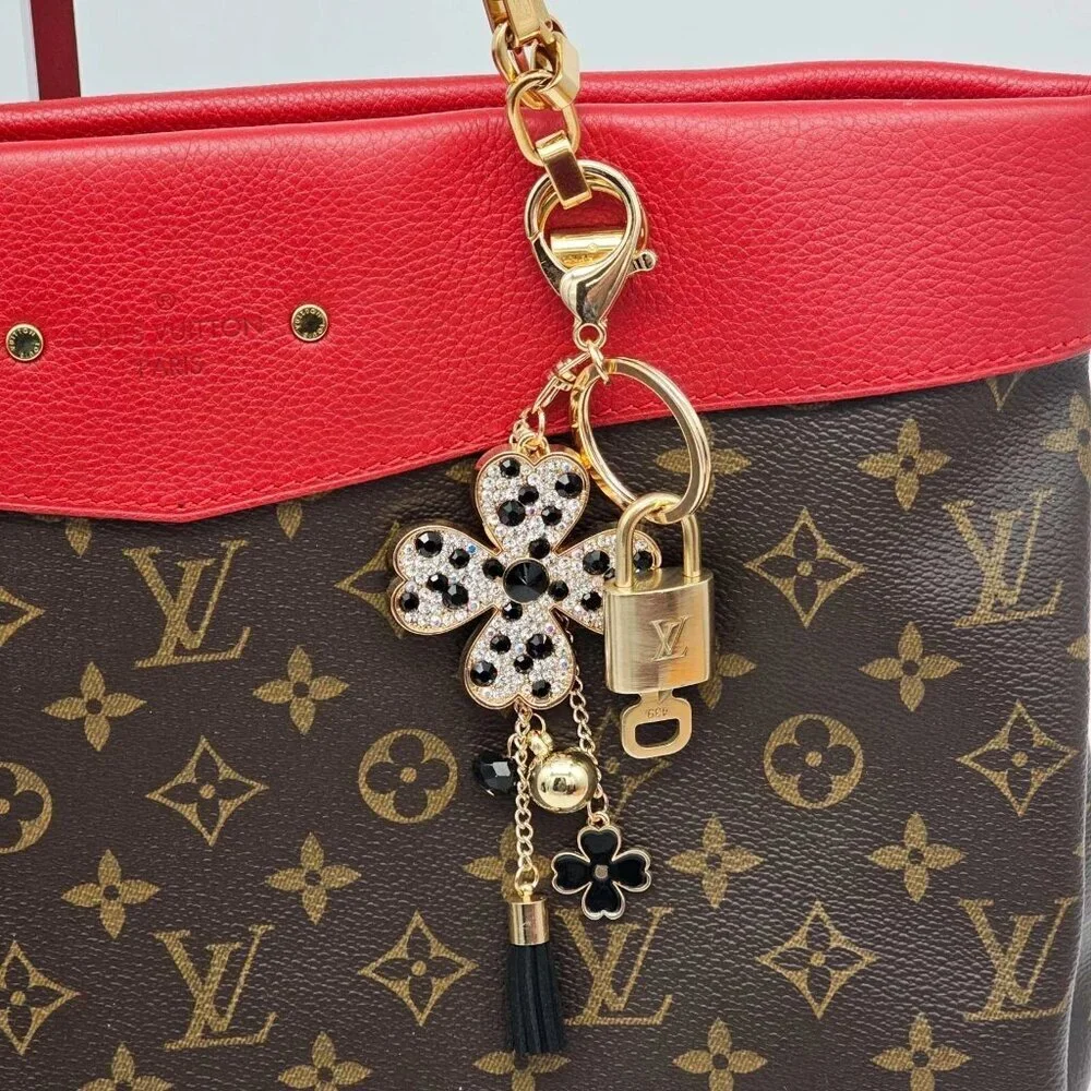 Authentic Louis Vuitton Lock & Key with unbranded Flower Bagcharm, Keycharm